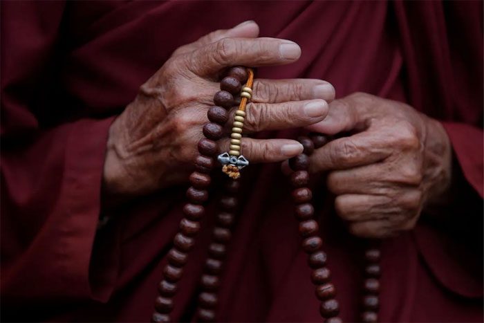 Prayer beads used for counting mantra recitations.