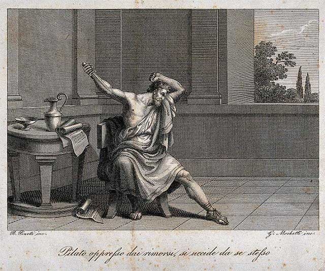 A painting depicting Pilate attempting suicide after being disgraced.