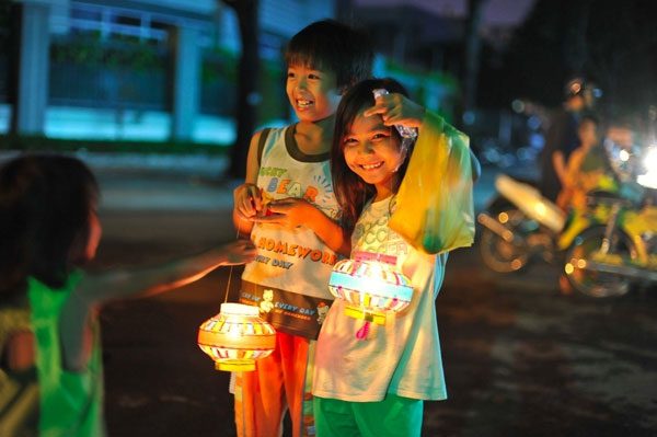 Some children had sturdy plastic lanterns.