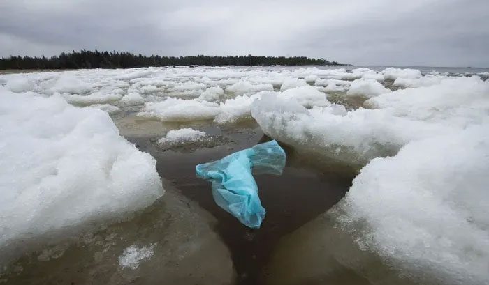 Plastic bags drifting into Botnia Bay near Pietarsaari