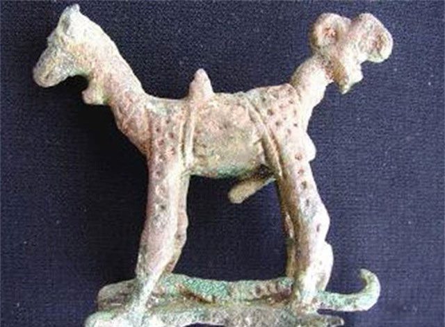 Close-up of the controversial ancient animal statue.