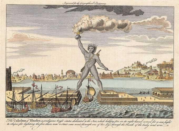 An 1790 illustration of the Colossus of Rhodes.