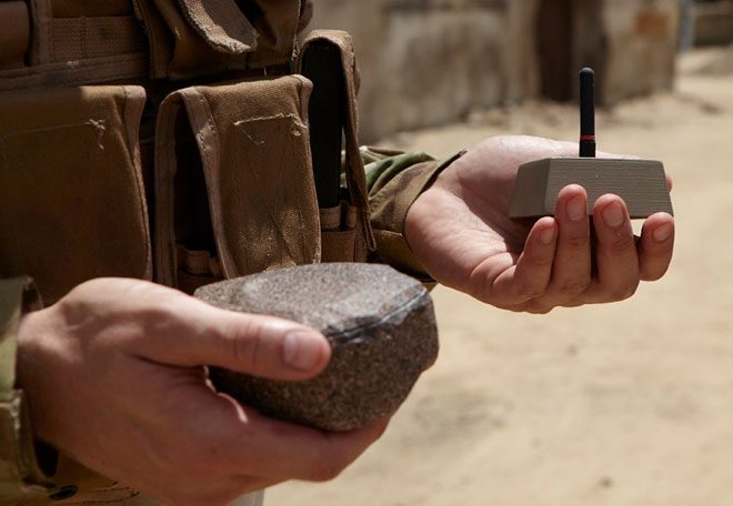 Devices that easily blend into the ground or are hidden in rock crevices.