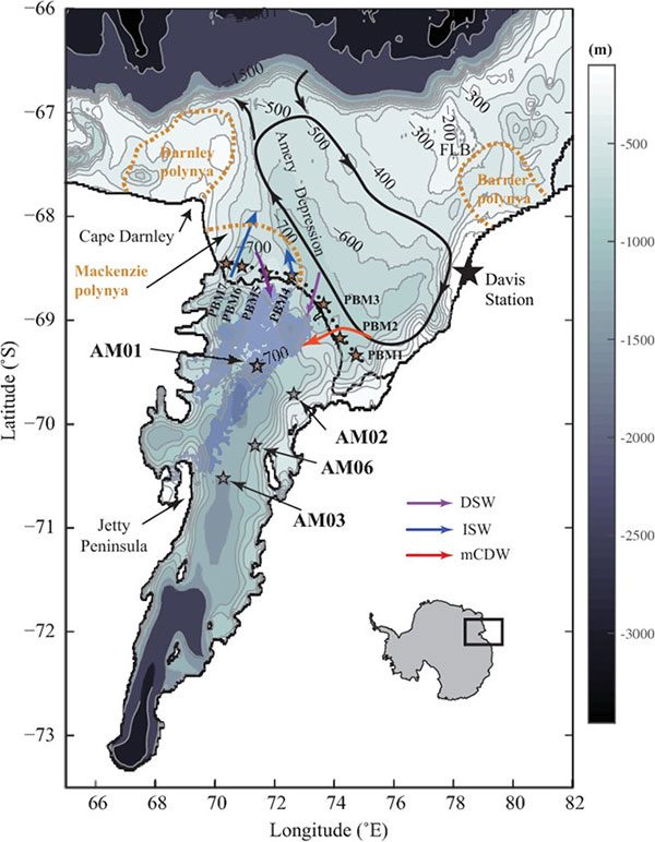 Location of the Amery Ice Shelf in eastern Antarctica.