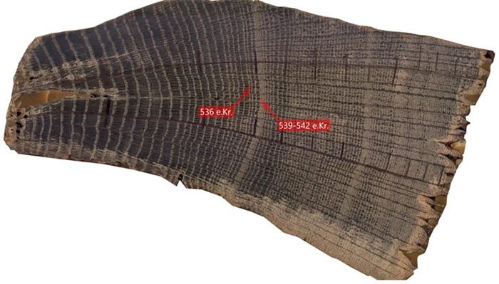 Tree rings showing 6th-century oaks barely grew