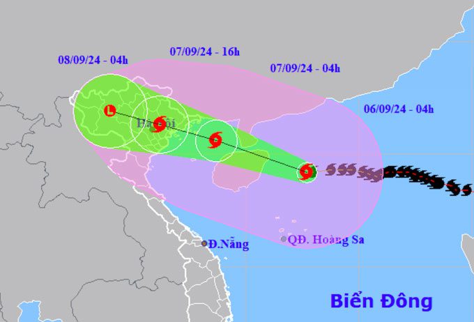 Forecast of the path and impact area of Typhoon Yagi on the morning of September 6.