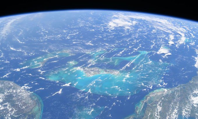 The Atlantic Ocean near the Bahamas, captured from the International Space Station (ISS) in July 2024.