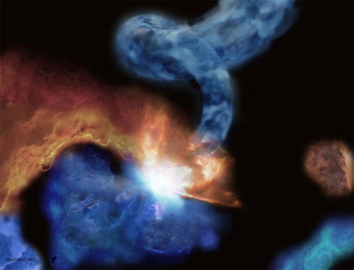 Graphic depicting a molecular cloud at the center of the galaxy containing Earth