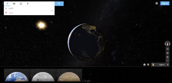 How to view the Moon map using Google Maps.