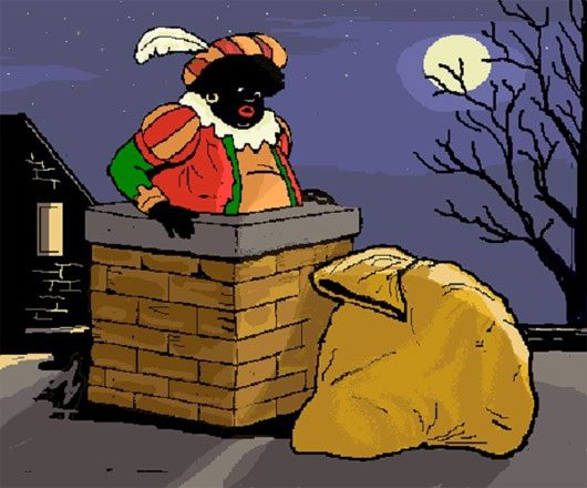 Zwarte Piet, also known as Black Peter, is Santa Claus's assistant in Dutch tales. Although not a monster, he punishes those with bad attitudes or misbehavior during the Christmas season.