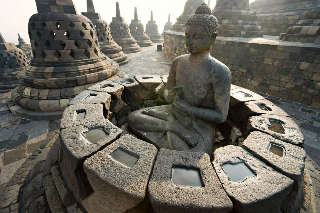 In addition to the reliefs, there are over 400 Buddha statues placed within the stupas and around the four sides of Borobudur.