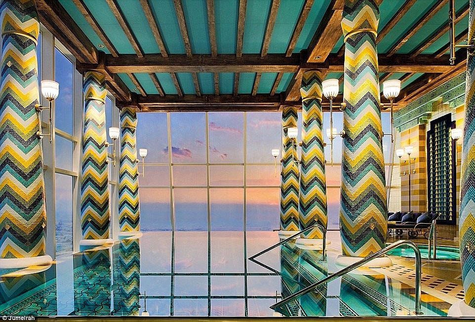 This colorful spa overlooks the city of Dubai, with prices starting at $320 for 3 hours.