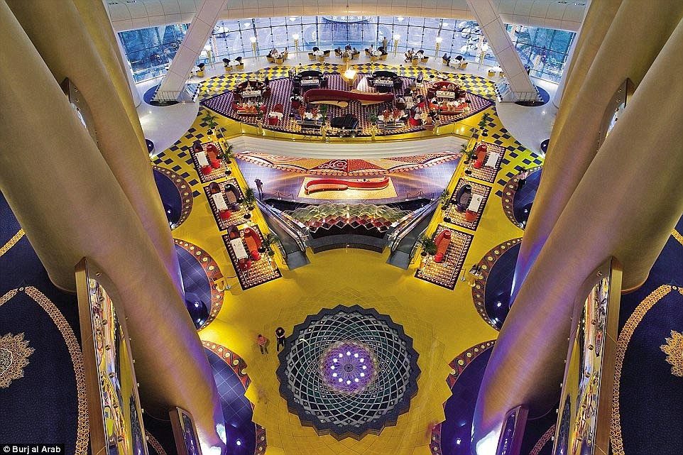 Burj Al Arab is designed with the finest elements of Arab culture, reaching a height of 180m