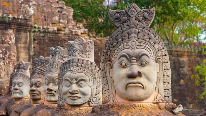 The entire Angkor Wat was built on a swamp without any foundation structures.