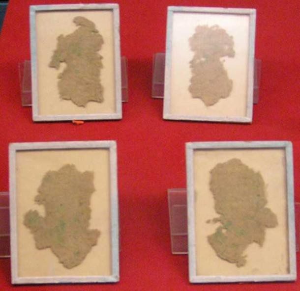 Pieces of paper made from hemp during the Han Dynasty