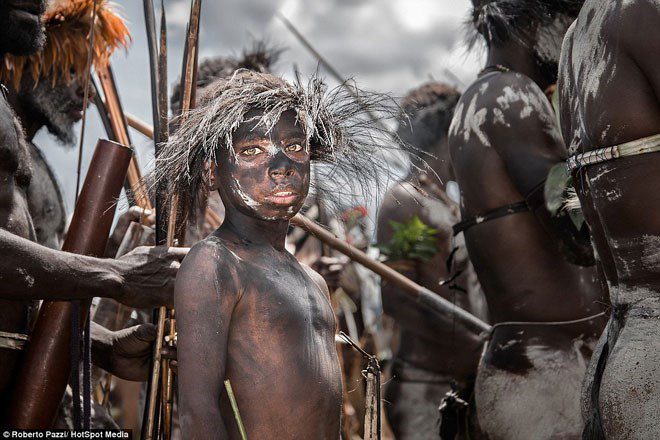 The tribe living in a primitive style in Indonesia