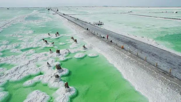 Tranquil salt lakes resembling giant mirrors.