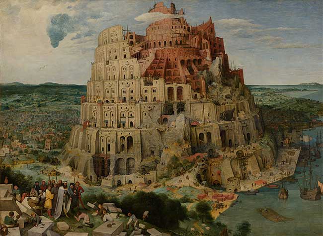 The painting 'Tower of Babel' by Pieter Bruegel the Elder painted in 1563