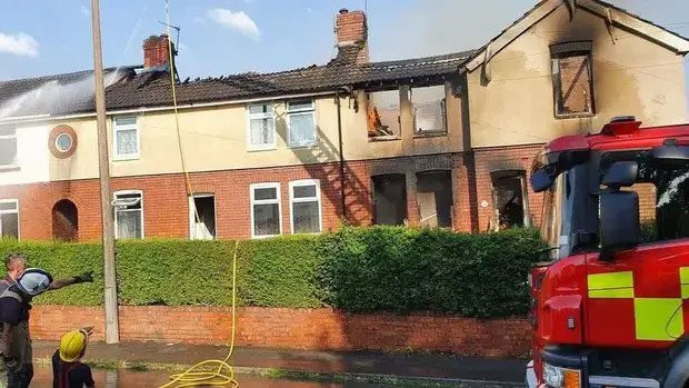 House fires due to high temperatures in England.