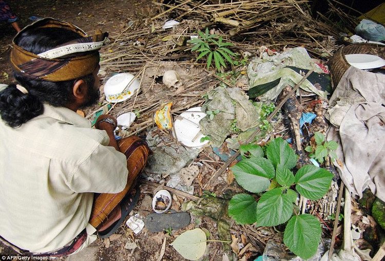 In Bali, not only do they expose the deceased to honor them, but they also have strange traditional festivals like Brutuk.