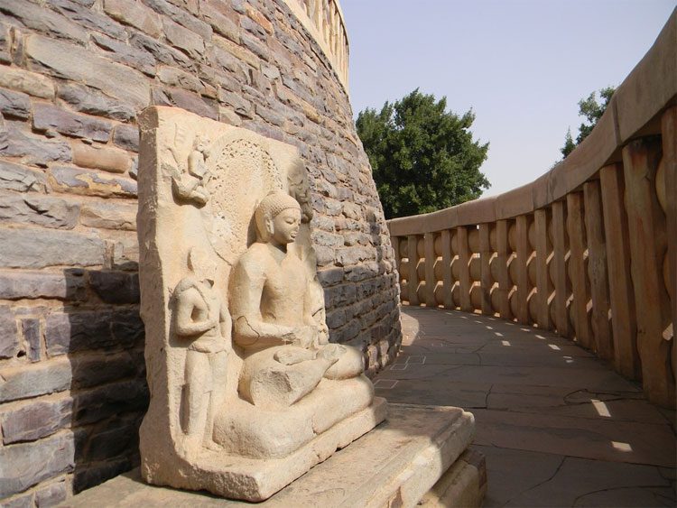 Close-up of the base of the Great Stupa.