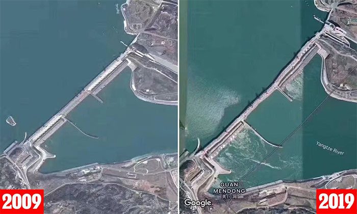 In 2019, a distorted image of the Three Gorges Dam due to flooding raised concerns about the dam's integrity.