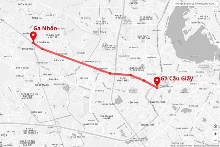 The Nhổn - Hà Nội elevated metro line will commence commercial operations in July 2024.