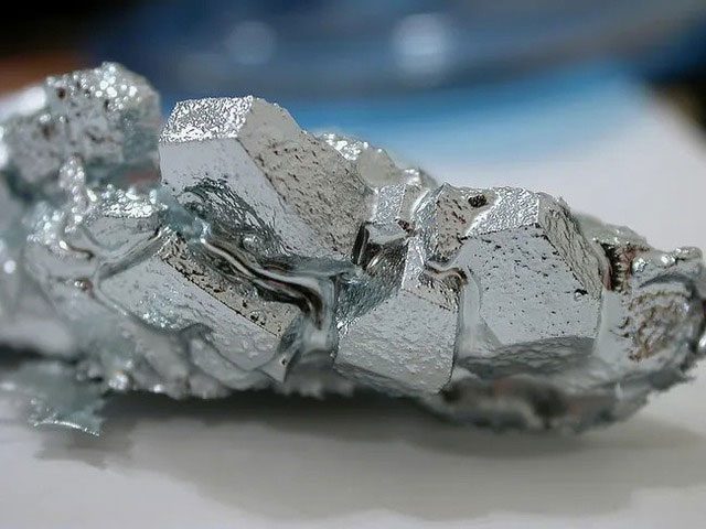 99.999% pure gallium crystals grown in a lab.