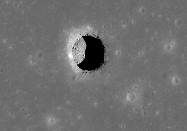 A stunning view of a 100-meter "skylight" in the Mare Tranquillitatis region