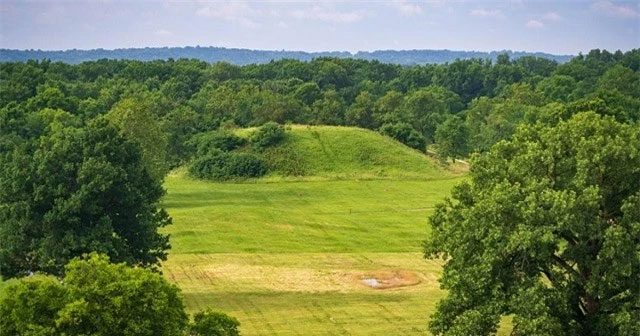 Scenic view of the Cahokia mounds historical site.