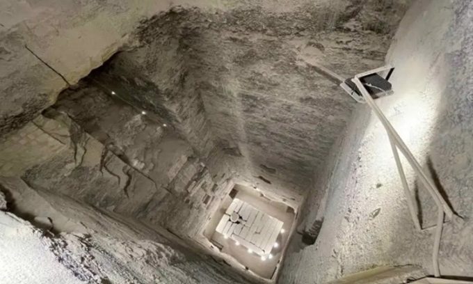 Vertical shaft running through the center of the Djoser Pyramid.