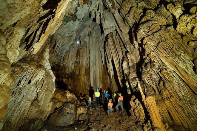 Inside the caves at Tu Lan are unique stalactite formations