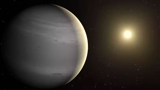 Graphic depicting planet HD 114082 b and its parent star