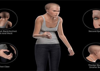 how human shapes in 2100 will change if using a lot of smartphones 99990