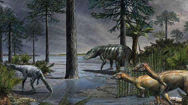 This rain led to the rise of the dinosaurs.