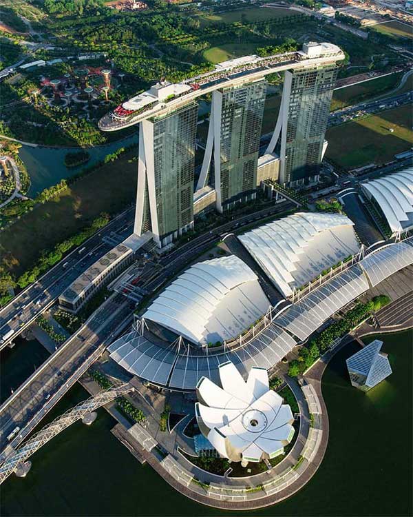 Third is the "floating hotel" Marina Bay Sands