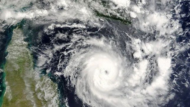 A storm cloud over the Pacific Ocean