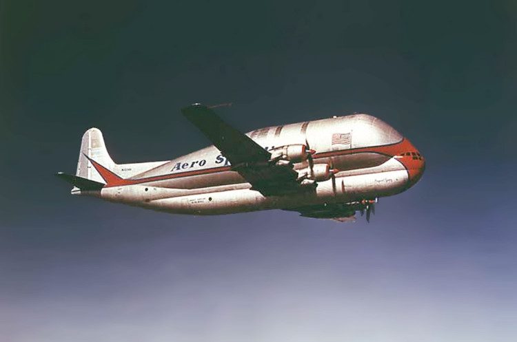 The first version of the Guppy was directly constructed from the fuselage of a Boeing 377 Stratocruiser – a cargo variant.