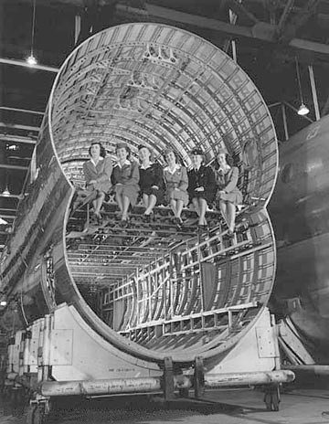 Inside the cargo hold of the Guppy aircraft.