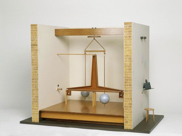 Torsion balance model completed by Henry Cavendish