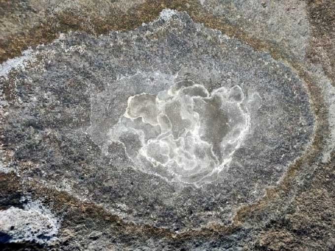 Crystallized salt on rocks in Gò Cỏ village