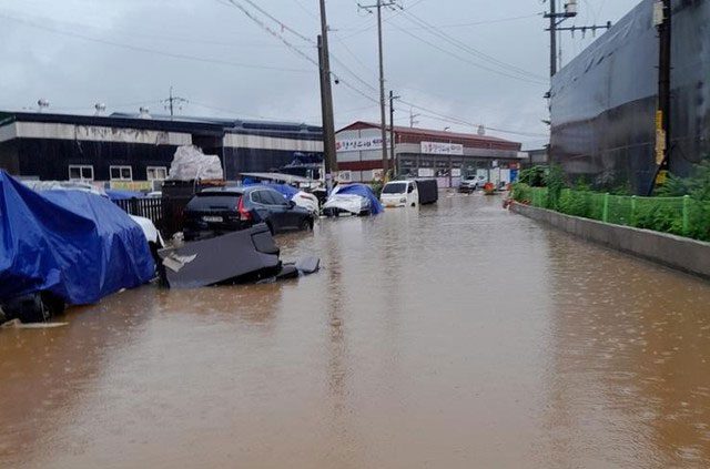 A flooded street in Incheon