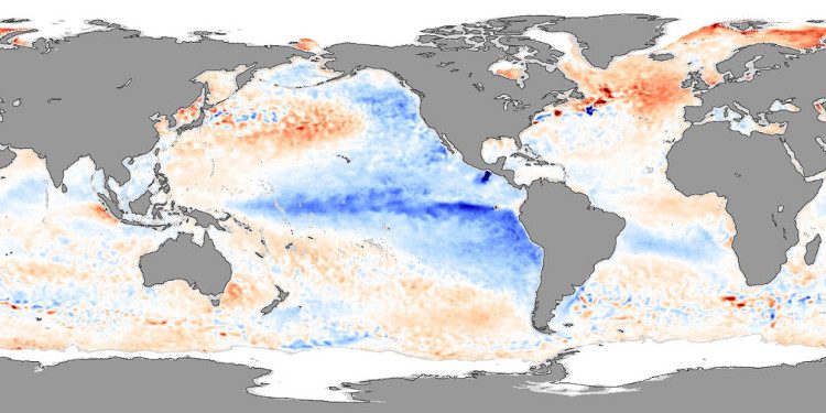 Sea surface temperatures in the Pacific Ocean, November 2007.