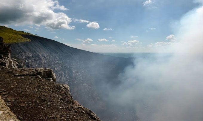 Steam rising from the Masaya Volcano.