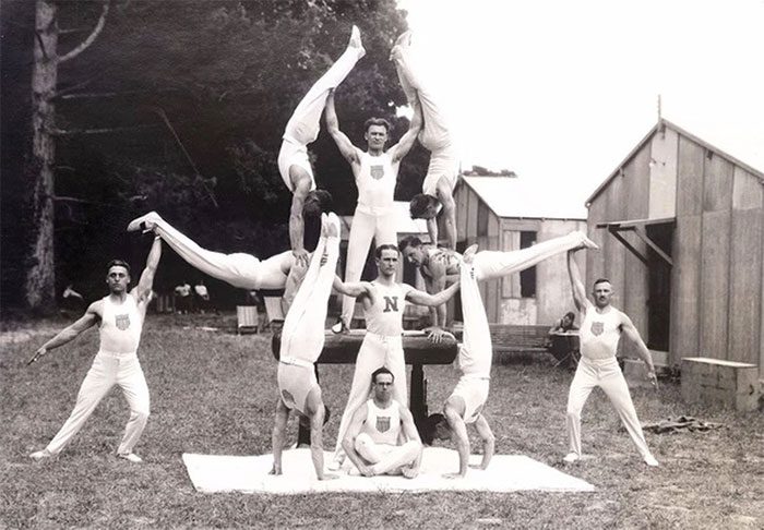 The U.S. gymnastics team training.