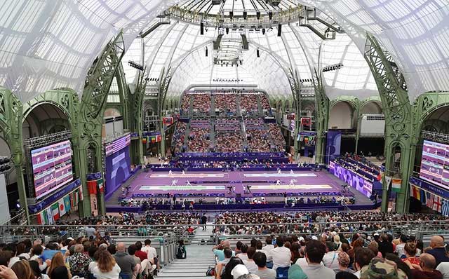 Fencing team competing at Grand Palais