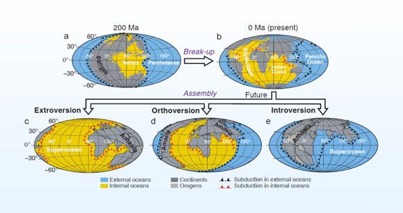 The process of merging 4 continents to form the supercontinent Amasia