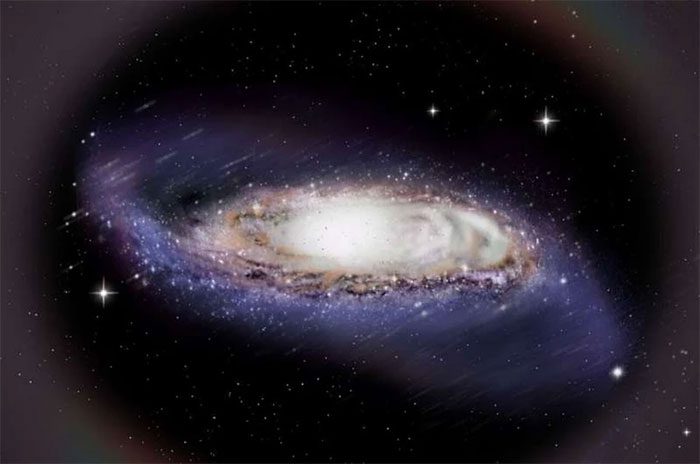 The current dark matter halo of the Milky Way has a somewhat flattened shape.