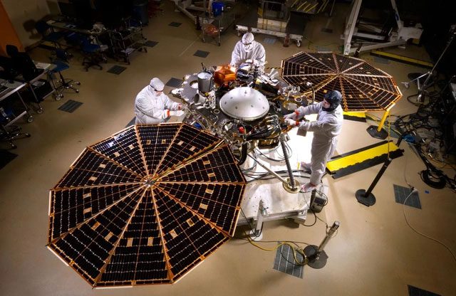 NASA's InSight lander during assembly