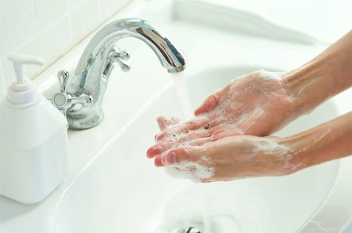 Washing hands too many times with antibacterial soap